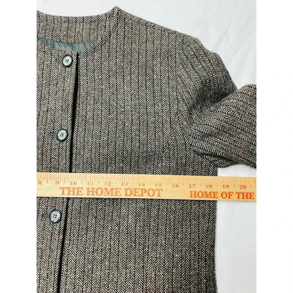 Vtg Pendleton Womens Virgin Wool Blazer Sz M Button Up Brown Herringbone Brown - Picture 6 of 11